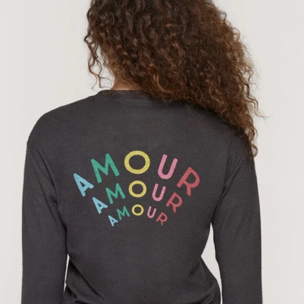 Spiritual Gangster Amour Savasana Sweatshirt Grey Long Sleeve Love Valentines - Picture 2 of 7